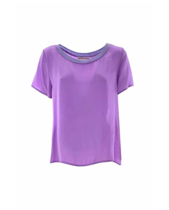 t-shirt rosa lillato da donna con dettagli brillanti | KOCCA t-shirt rosa lillato da donna con dettagli brillanti | KOCCA