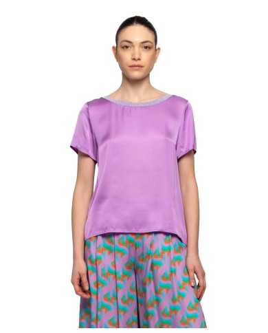 t-shirt rosa lillato da donna con dettagli brillanti | KOCCA t-shirt rosa lillato da donna con dettagli brillanti | KOCCA