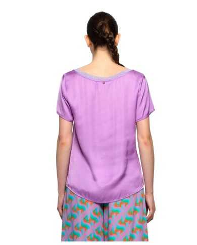 t-shirt rosa lillato da donna con dettagli brillanti | KOCCA t-shirt rosa lillato da donna con dettagli brillanti | KOCCA