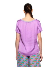 t-shirt rosa lillato da donna con dettagli brillanti | KOCCA