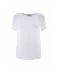 t-shirt avorio da donna con piccolo pendaglio logato | KOCCA