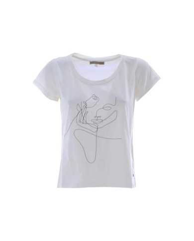 t-shirt latte/panna da donna con disegno in stile line art | KOCCA t-shirt latte/panna da donna con disegno in stile line art | KOCCA