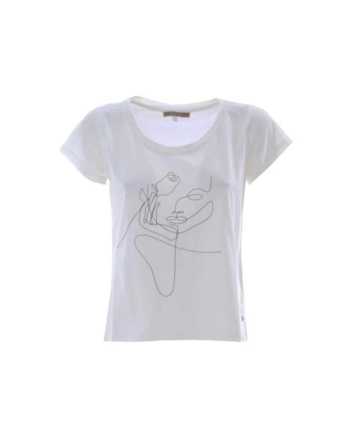 t-shirt latte/panna da donna con disegno in stile line art | KOCCA t-shirt latte/panna da donna con disegno in stile line art | KOCCA
