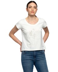 t-shirt latte/panna da donna con disegno in stile line art | KOCCA