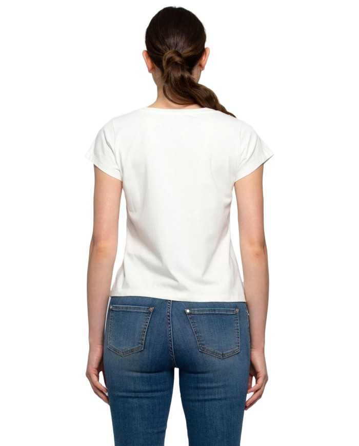 t-shirt latte/panna da donna con disegno in stile line art | KOCCA