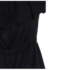 tuta nera da donna con coulisse e pantaloni a palazzo ampi | KOCCA tuta nera da donna con coulisse e pantaloni a palazzo ampi | KOCCA