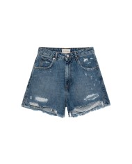 short aiko da donna in denim con logo patch dietro | ROY ROGER'S short aiko da donna in denim con logo patch dietro | ROY ROGER'S