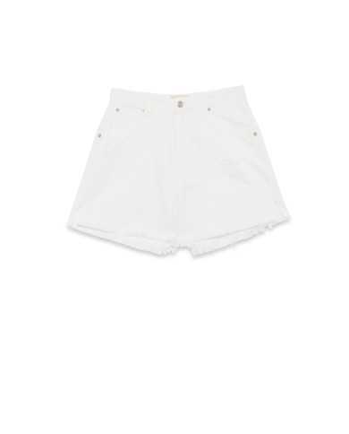short bianco da donna in denim con frange sui bordi | ROY ROGER'S short bianco da donna in denim con frange sui bordi | ROY ROGER'S