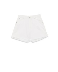 short bianco da donna in denim con frange sui bordi | ROY ROGER'S