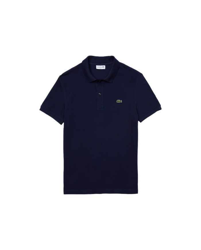 Polo da uomo blu in petit piquet di cotone con logo | LACOSTE