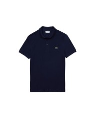 Polo da uomo blu in petit piquet di cotone con logo | LACOSTE