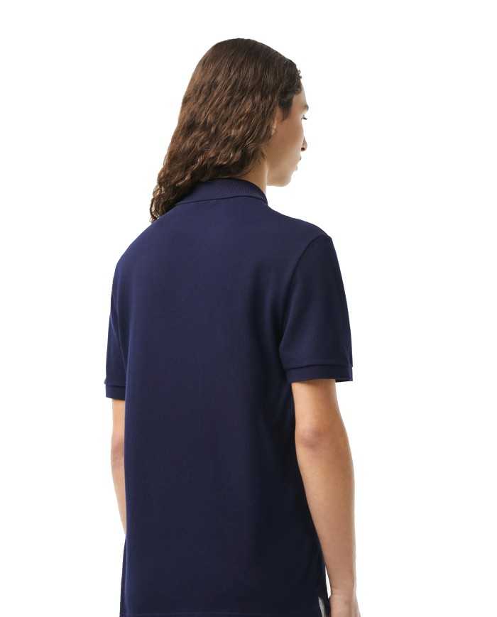 Polo da uomo blu in petit piquet di cotone con logo | LACOSTE