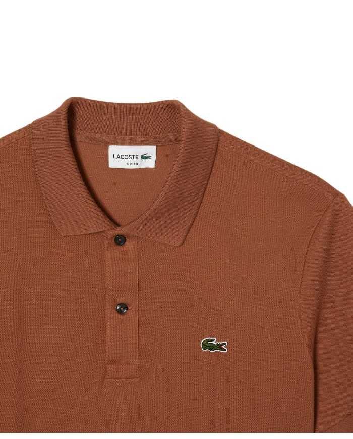 polo marrone chiaro da uomo in petit piquet con logo | LACOSTE