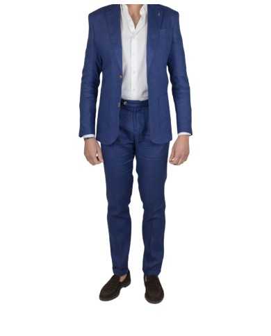 abito blu da uomo in lino con impunture e due bottoni | BOB abito blu da uomo in lino con impunture e due bottoni | BOB