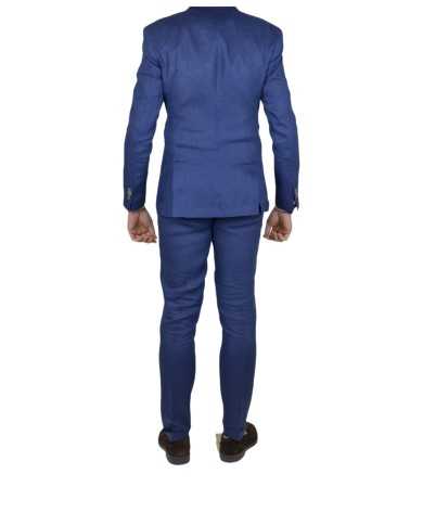 abito blu da uomo in lino con impunture e due bottoni | BOB abito blu da uomo in lino con impunture e due bottoni | BOB