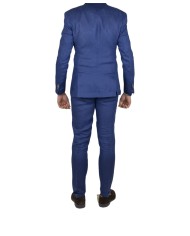 abito blu da uomo in lino con impunture e due bottoni | BOB