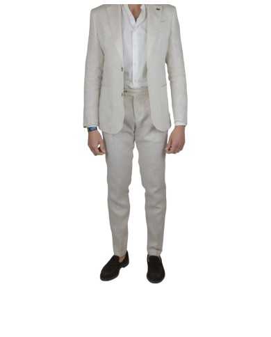 abito ecru da uomo in lino con impunture e due bottoni | BOB abito ecru da uomo in lino con impunture e due bottoni | BOB