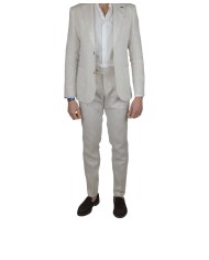 abito ecru da uomo in lino con impunture e due bottoni | BOB