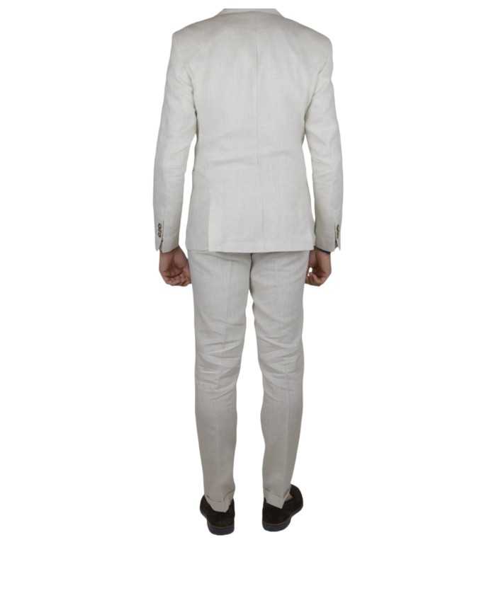 abito ecru da uomo in lino con impunture e due bottoni | BOB abito ecru da uomo in lino con impunture e due bottoni | BOB