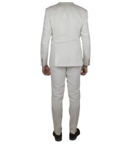 abito ecru da uomo in lino con impunture e due bottoni | BOB