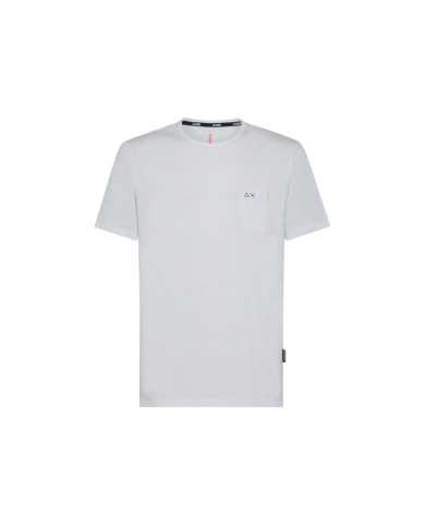 t-shirt bianca da uomo con logo ricamato e mezza manica | SUN68 t-shirt bianca da uomo con logo ricamato e mezza manica | SUN68