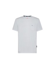 t-shirt bianca da uomo con logo ricamato e mezza manica | SUN68