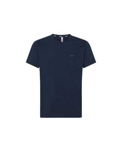 t-shirt navy blue da uomo con logo ricamato e mezza manica | SUN68 t-shirt navy blue da uomo con logo ricamato e mezza manica | SUN68