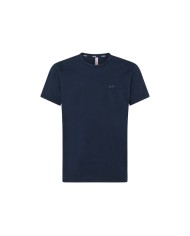 t-shirt navy blue da uomo con logo ricamato e mezza manica | SUN68