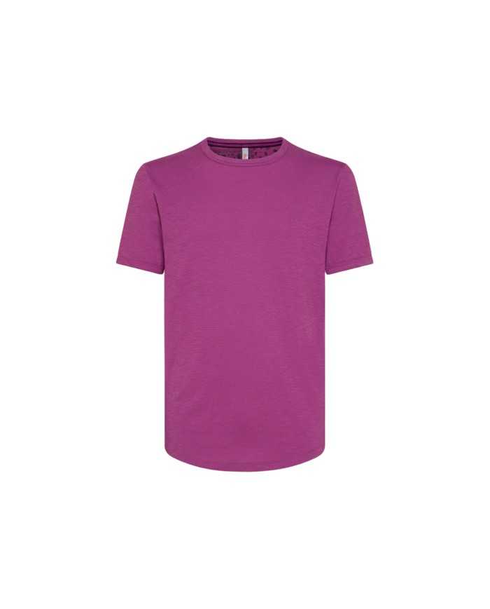 t-shirt viola da uomo con logo e interno collo con fantasia | SUN68 t-shirt viola da uomo con logo e interno collo con fantasia | SUN68