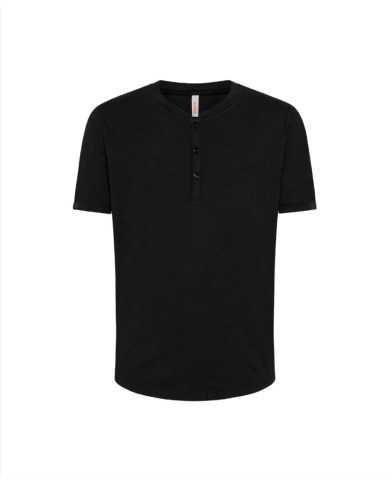 t-shirt nera da uomo con dettagli kashmir e ricamo logo | SUN68 t-shirt nera da uomo con dettagli kashmir e ricamo logo | SUN68