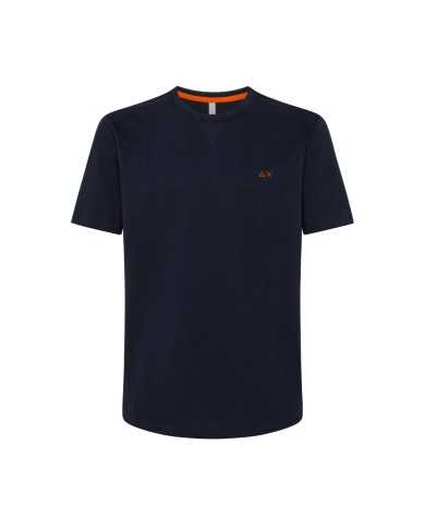 t-shirt navy blue da uomo con tessuto solid e ricamo logo | SUN68 t-shirt navy blue da uomo con tessuto solid e ricamo logo | SUN68