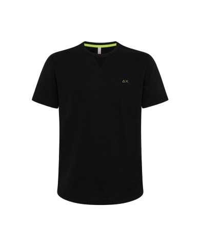 t-shirt nera da uomo con tessuto solid e ricamo logo | SUN68 t-shirt nera da uomo con tessuto solid e ricamo logo | SUN68