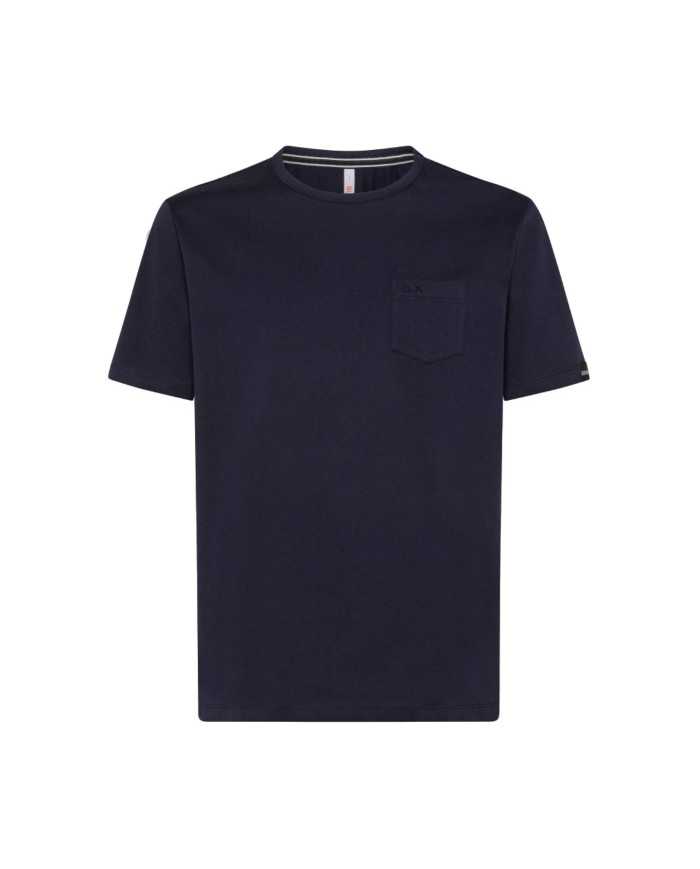 t-shirt navy blue da uomo con logo su taschino e fascetta | SUN68 t-shirt navy blue da uomo con logo su taschino e fascetta | SUN68