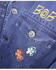 giacca blu wash da uomo con dettagli stampati e logo | BOB