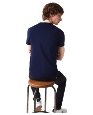 T-shirt da uomo blu regular con logo in alto a destra | LACOSTE