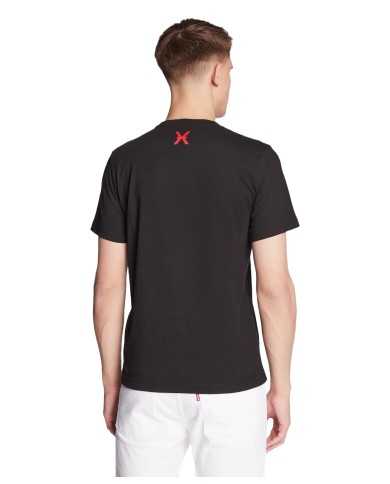 t-shirt nera da uomo con stampa frontale e logo su schiena | RICHMOND