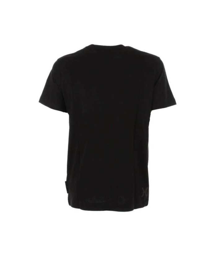 t-shirt nera da uomo con stampa logata in due parti | RICHMOND