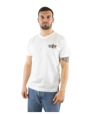 t-shirt white optical da uomo con stampa logata a sinistra | RICHMOND