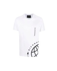 t-shirt white optical white da uomo con stampa logata | RICHMOND