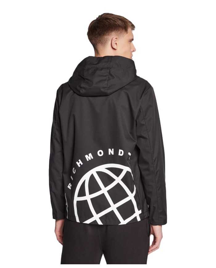 Giubbino nero da uomo con cappuccio, logo e grafica | RICHMOND