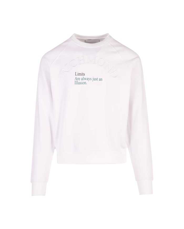 Felpa white optical da uomo con logo e scritte a contrasto | RICHMOND Felpa white optical da uomo con logo e scritte a contrasto | RICHMOND