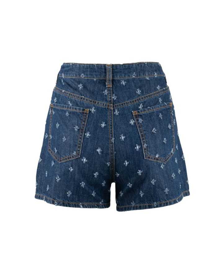 short slim in denim da donna con motivo all-over | LOVE MOSCHINO short slim in denim da donna con motivo all-over | LOVE MOSCHINO