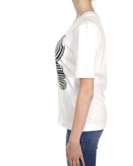 t-shirt bianca da donna con scritta in effetto ottico | LOVE MOSCHINO