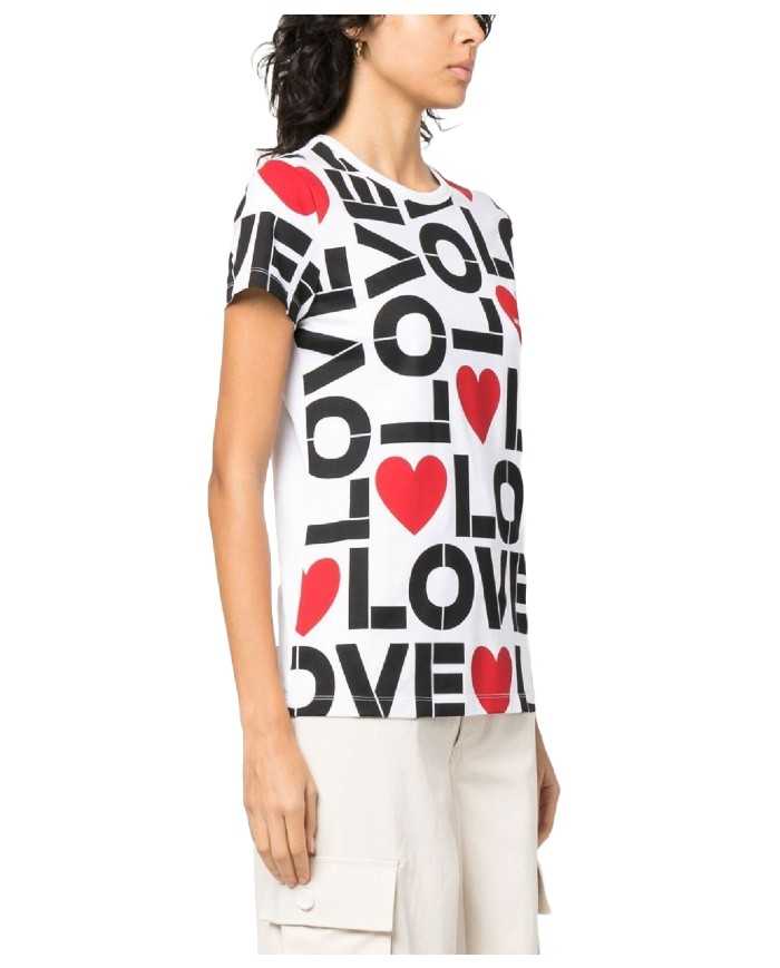 LOVE MOSCHINO T-Shirt Donna W4F73 2P M3876 P-EM cotone con motivo c... LOVE MOSCHINO T-Shirt Donna W4F73 2P M3876 P-EM cotone con motivo c...