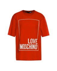 t-shirt rossa da donna con logo stampato stile box | LOVE MOSCHINO t-shirt rossa da donna con logo stampato stile box | LOVE MOSCHINO