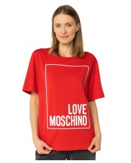 t-shirt rossa da donna con logo stampato stile box | LOVE MOSCHINO t-shirt rossa da donna con logo stampato stile box | LOVE MOSCHINO