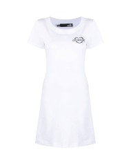 Abito donna bianco con logo a cuore in jersey | LOVE MOSCHINO
