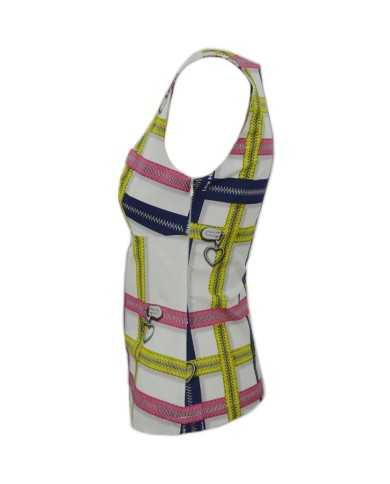 Top smanicato donna bianco con fantasia a cerniere | LOVE MOSCHINO Top smanicato donna bianco con fantasia a cerniere | LOVE MOSCHINO