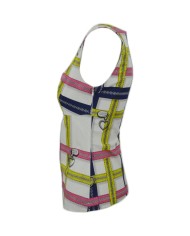 Top smanicato donna bianco con fantasia a cerniere | LOVE MOSCHINO