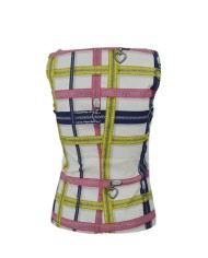 Top smanicato donna bianco con fantasia a cerniere | LOVE MOSCHINO